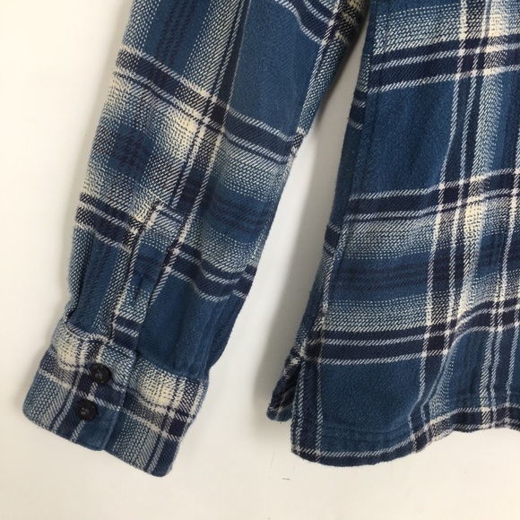 Patagonia Women's Fjord Flannel Button Up Shirt Organic Cotton Blue Plaid Sz 2 - Picture 9 of 12